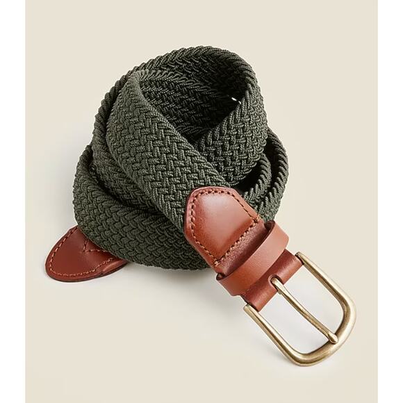 J. Crew Other - NWT J. CREW Woven Elastic Belt Round Buckle Dark Sage Green Medium